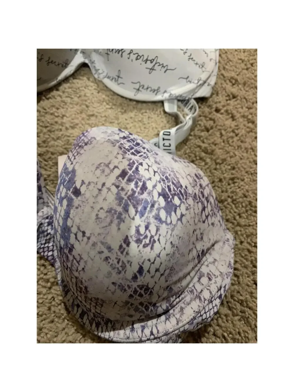 a lot of 2 Bra Victoria's Secret T-shirt lightly lined demi 36DD gray and purple